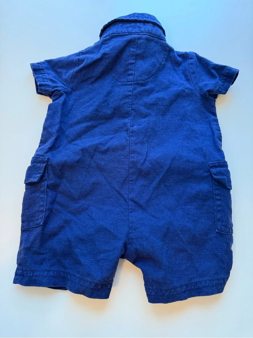 Carter's Deep Blue Short-Sleeve Anchor Romper